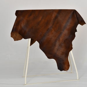 Dark Brown Waved Ponyskin: Italian Calfskin Leather Hide (19.60x23.60in)