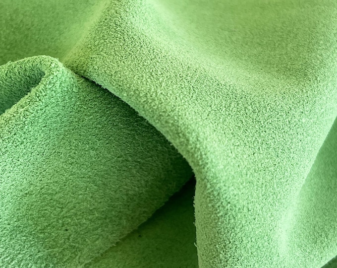 Lime Green Split Suede Leather,Italian Calf Skin leather, Soft leather For shoes and Bags, Green Cowhide Leather, Smooth Suede DIY leather