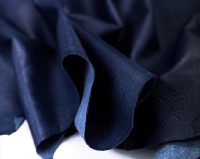 Royal Blue Nappa leather 23.5''X31.5'', Soft Lambskin for Sale, Genuine Italian Leather, Smooth Leather for garments, DIY Leather Supplier