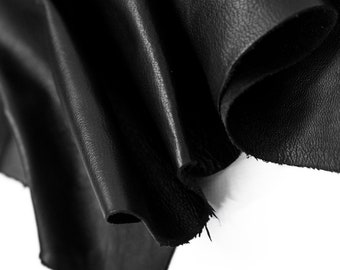 Italian Lambskin leather 5/8 Hides, Black Nappa Leather, Premium Quality leather, Wholesale Leather for clothing and Crafting, Leather DIY