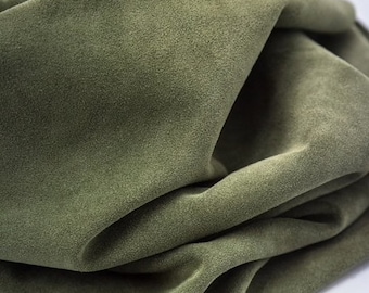 Split Suede Leather, Moss Green Suede Italian Leather, Soft Suede leather for bags And shoes making, Light green Calf Skin, Cowhide leather