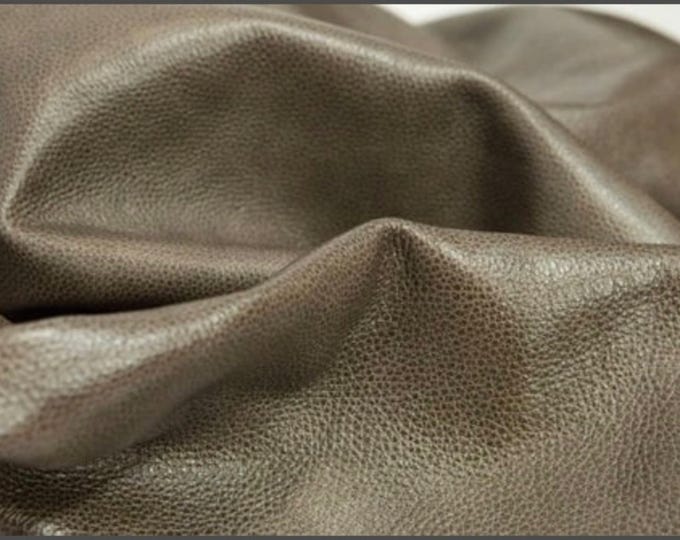 Pewter Soft Patina Upholstery leather for Furniture Coverings, Pebble Cow Leather, Genuine Italian Skins for Crafts and DIY, Dollaro Leather