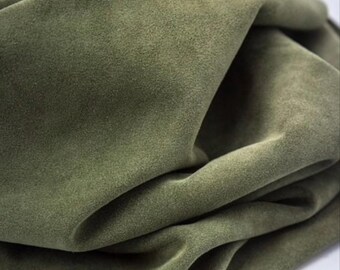 Split Suede Leather, Moss Green Suede Italian Leather, Soft Suede leather for bags And shoes making, Light green Calf Skin, Cowhide leather