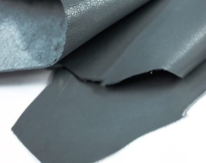 Steel Blue Pebbled Nappa Leather, Soft Italian Lambskin, Leather Supplier, DIY Leather Hides, Genuine Leather for Sale, Leather Store