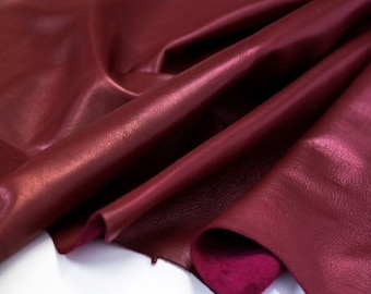 Cherry berry Nappa Leather, Leather for Clothing, Soft Nappa leather, Leather Hides, Lamb Skin, Leather for garments. DIY leather hides