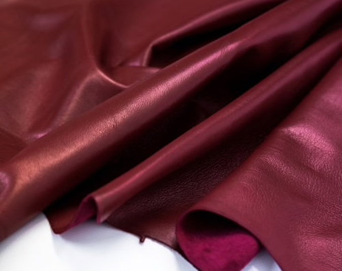 Cherry berry Nappa Leather, Leather for Clothing, Soft Nappa leather, Leather Hides, Lamb Skin, Leather for garments. DIY leather hides