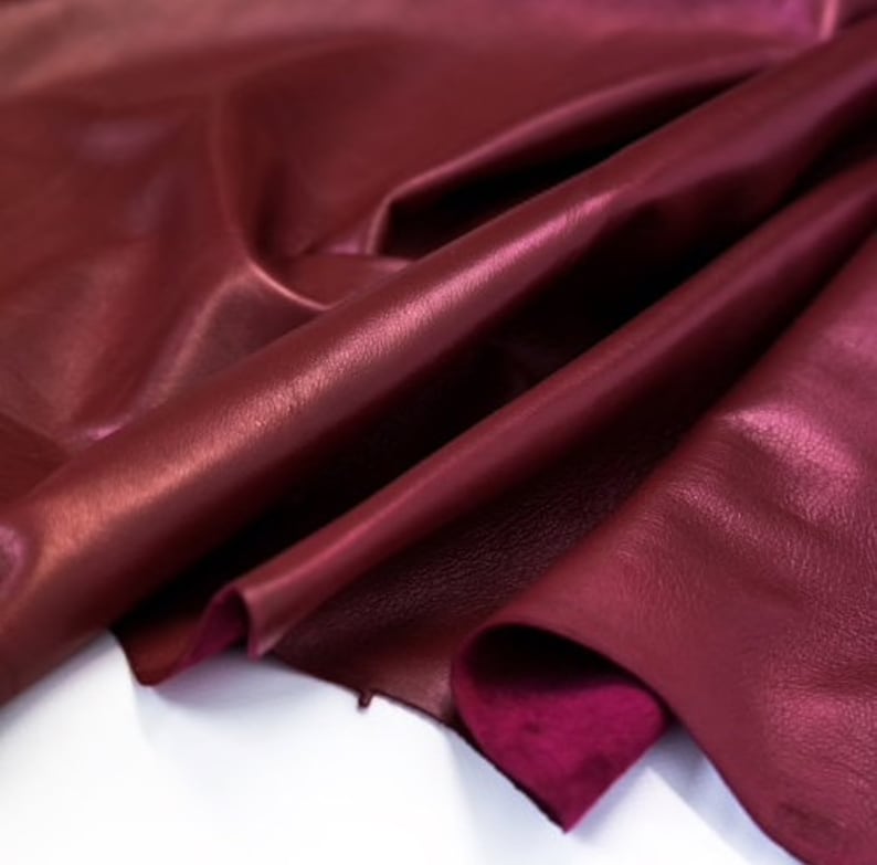 Cherry berry Nappa Leather for Clothing Handbags and Shoes Making Wine Berry Soft Nappa leather Cherry Lamb Skin Leather Hides