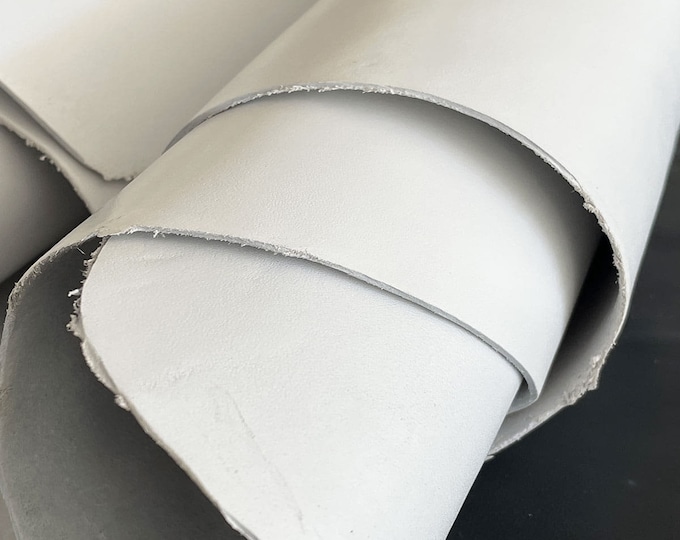White Veg Tanned Leather (Belly), Calf skin for belts, sandals, straps, Leather Bags, Genuine Italian Leather, Thick-Durable leather hides