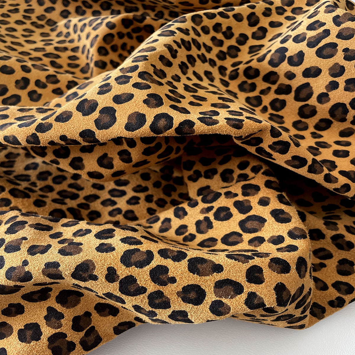 Camel Leopard Print Suede Leather Hide, Printed Leather, Leather