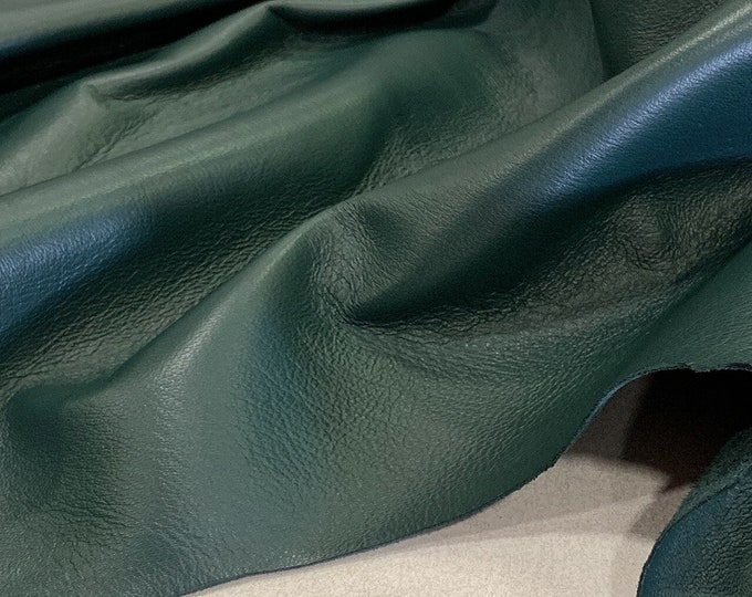 Pine Green Nappa leather Hide, Soft Leather Hide for Clothing, Green Lamb Skin, Nappa leather, Leather Hides, Italian leather hides
