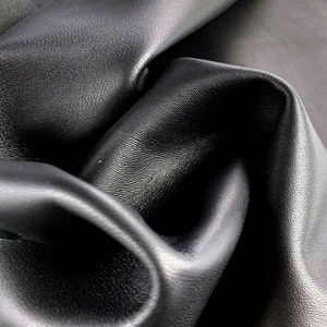 Black Smooth Lambskin Leather: Italian Nappa for DIY Sewing