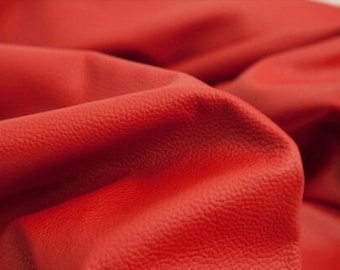 Real Red Embossed Italian Leather Hide: Pebble Grain Upholstery