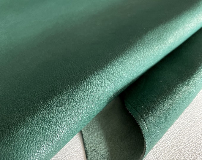 1 Piece Green Goatskin, Goat leather for clothing and sewing, Thin and soft leather hides for crafts, Small leather for DIY projects