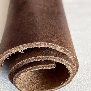 Brown Waxed Italian Leather: Distressed Cowhide for DIY Crafts