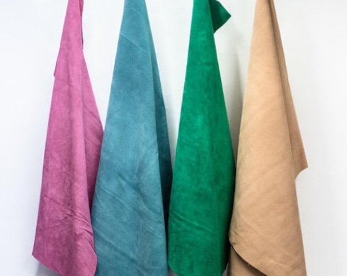 Split Suede Leather, Fuchsia Soft Italian Suede Leather, Calf Skin for shoes and Bags, Cowhide Fuchsia Leather