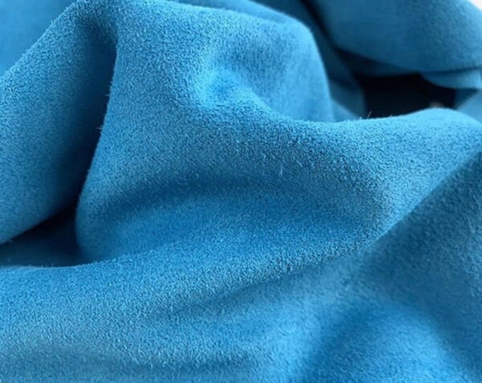 Turquoise Dream Split Suede leather, Soft Italian Suede Leather for bags And Shoes, Turquoise Calf Skin suede for DIY leather projects