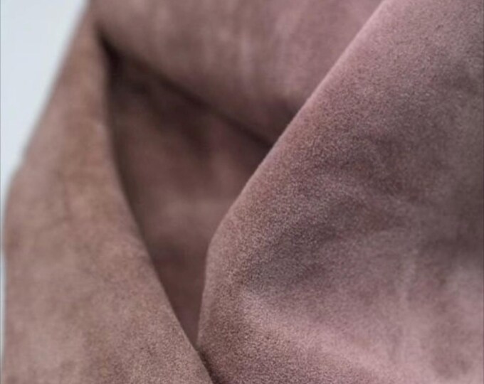 Split Suede Leather, Dusty Mauve Suede leather, Soft Italian Calf Suede leather For Bags and Shoes, Cowhide Suede Dusty Pink Leather