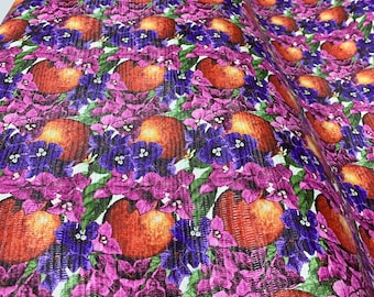 Red Floral Print Calf skin Leather, Genuine Italian leather with flower pattern, Leather for bag making, Leather Crafting