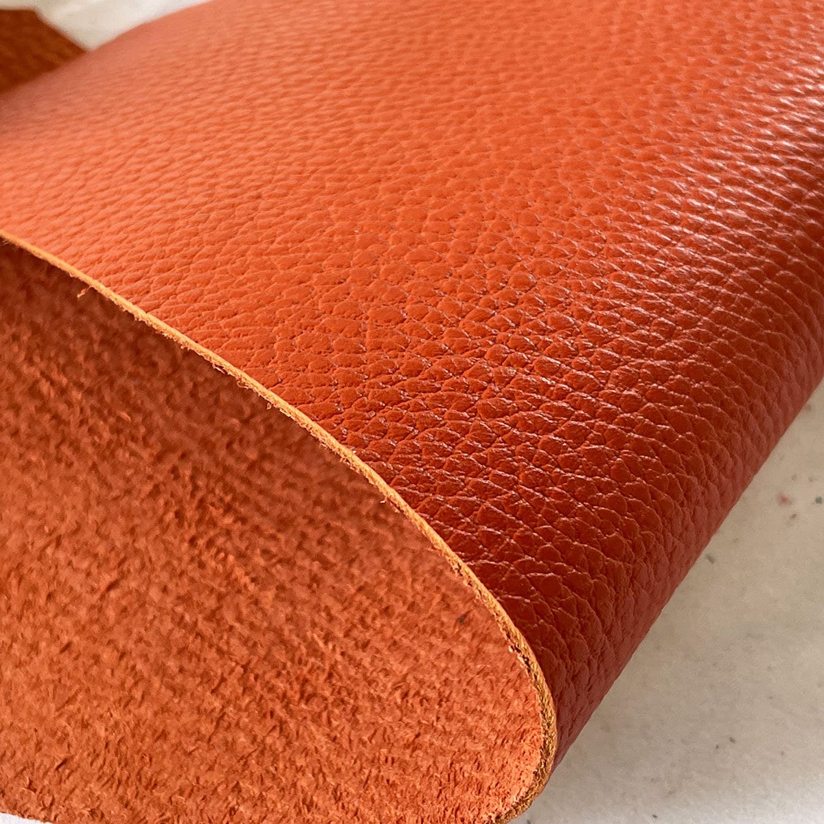 Orange Pebble Grainy Cowhide Leather, Dollaro Halfhides, Durable