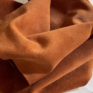 Cognac Brown Split Suede Leather: Italian Calf Hide for DIY Projects
