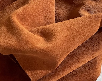 Cognac Brown Split Suede Leather, Medium Brown Suede for shoes and Bags, Soft Italian Calf Suede, Leather Hides for DIY leather peojects