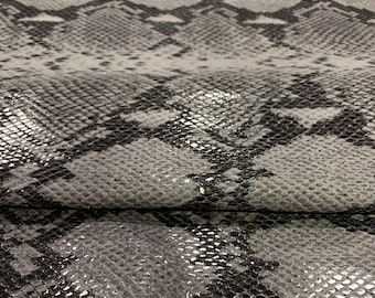 Grey Snake Print, Calf skin snake pattern, Genuine Italian leather for bag making and shoemaking, Exotic prints on Leather, Leather Sales