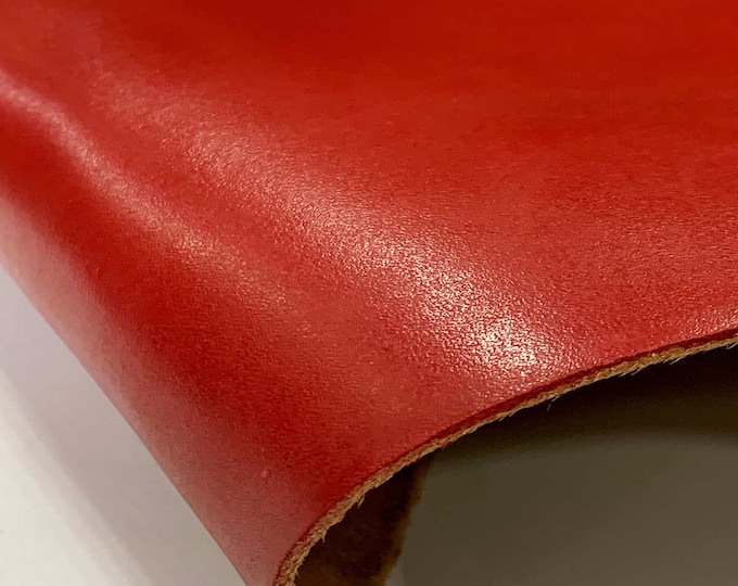 Red Split 3-4oz Veg tanned Leather Sheets, Small leather pieces, Durable Leather for crafts and DIY, Genuine Italian Leather, FREE SHIPPING