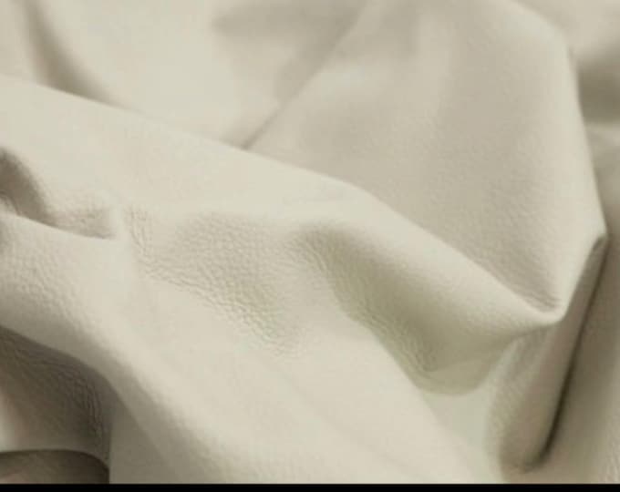 Cool White Embossed Leather, Full Grain Dollaro leather, Genuine Italian Cow Leather for Crafts and Furniture restorations, Car Upholstery