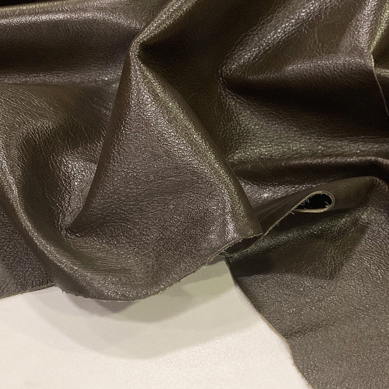 Olive Brown Thin Upholstery Leather Hide, Leather for Furniture ...