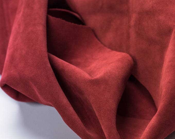 Cinnamon Red Split Suede, Calf skin suede, soft leather for bags and shoes, Suede leather for clothing, DIY leather Supplier, Italian Skins