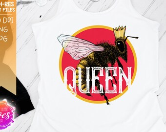 Queen Bee - Hand Drawn Bee - Sublimation/Printable Design | Instant Download | Sublimation | Printable | PNG