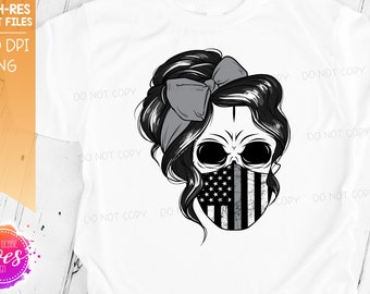 Skull with Hair and Mask - Corrections Flag - Sublimation/Printable Design | Instant Download | Sublimation | Printable | PNG