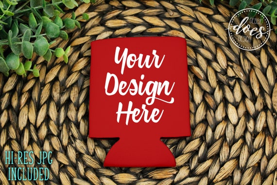 Red Can Cooler Group Mockup Can Cooler Mockup