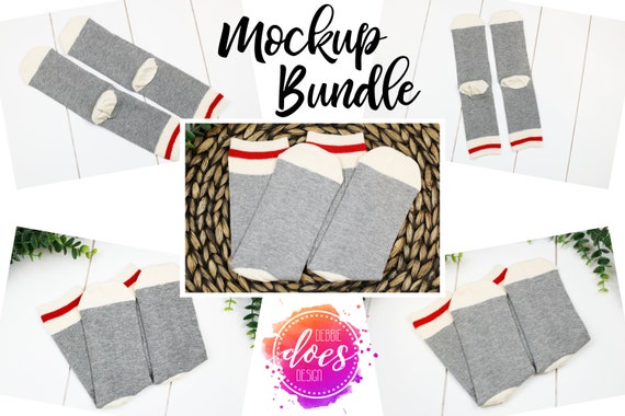 Grey Talking Socks Mockup Bundle Grey Wool Socks