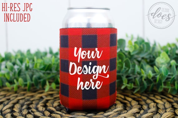 Buffalo Plaid Can Cooler Mockup Can Cooler Mockup