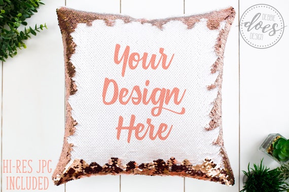 Rose Gold Sequin Pillow Mockup Sequin Pillow Mockup