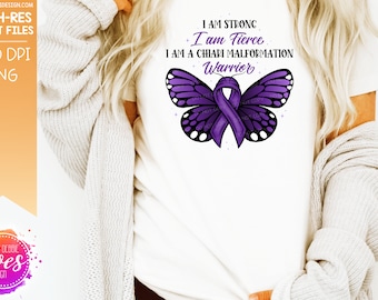 Strong Fierce Warrior Butterfly - Chiari Malformation - Printable/Sublimation File | Instant Download | Sublimation | PNG