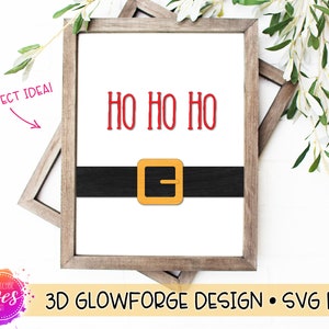 Ho Ho Ho - 看板用サンタベルトバックル - Glowforge デザイン - Glowforge SVG ファイル - デジタルレーザーデザイン SVG