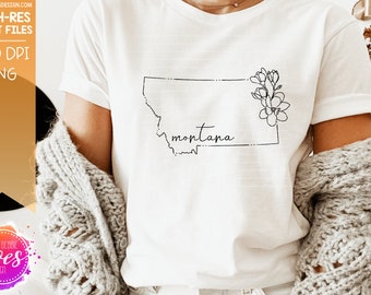 Floral Line State - Montana - Sublimation/Printable Design| Instant Download | Sublimation | Printable | PNG