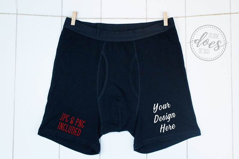 Download Black Boxer Briefs Mockup on Clothesline Valentines Blank ...