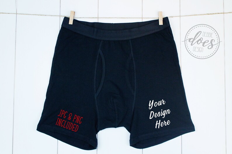 Download Black Boxer Briefs Mockup on Clothesline Valentines Blank | Etsy