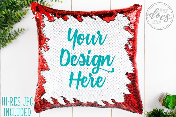 red sequin cushion