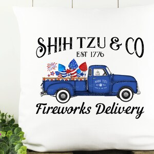 Shih Tzu - Blanc - Camion de livraison pour chiens et feux d'artifice - Design imprimable par sublimation | Téléchargement instantané | Sublimation | Imprimable | PNG