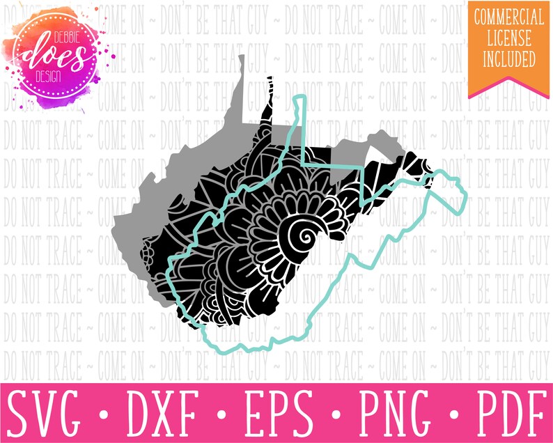 Download Paisley Mandala State West Virginia SVG Digital Cut | Etsy