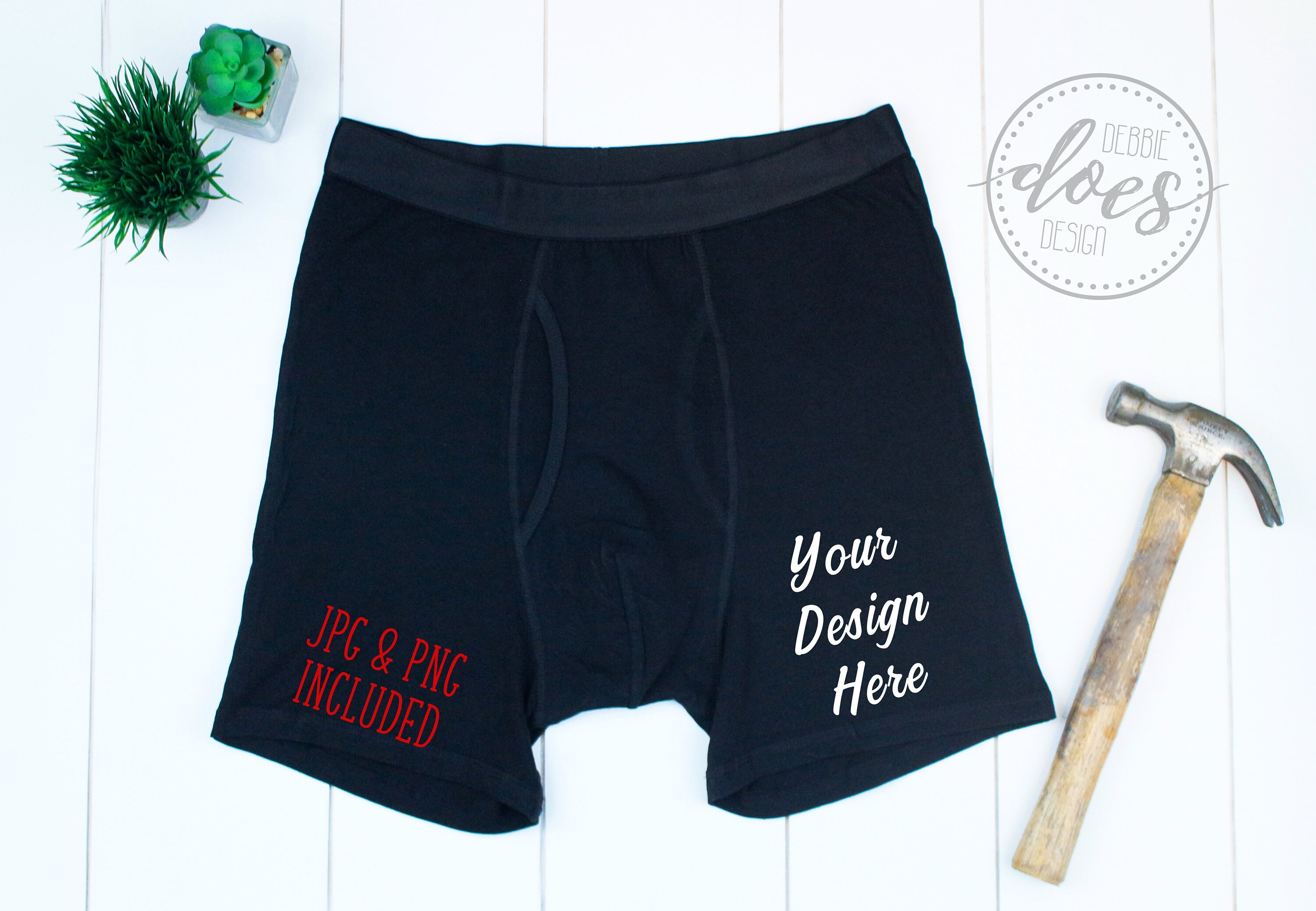 Download Black Boxer Briefs Mockup with Hammer Blank Mockup Photo ...