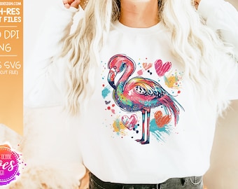 Valentine Doodle Animals - Flamingo 1 - Design Elements - Printable/Sublimation File | Instant Download | PNG | SVG