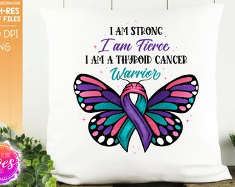 Strong Fierce Warrior Butterfly - Thyroid Cancer - Printable/Sublimation File | Instant Download | Sublimation | PNG