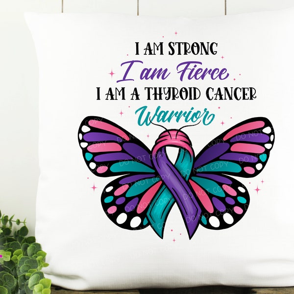 Strong Fierce Warrior Butterfly - Thyroid Cancer - Printable/Sublimation File | Instant Download | Sublimation | PNG