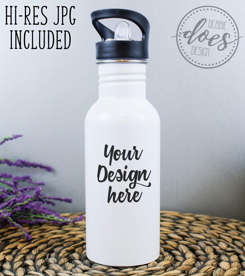 Blanco Sublimación Botella de agua Mockup / Botella de