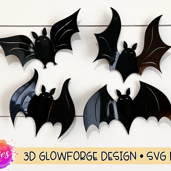 Scary Halloween Bats (Set of 4) - Perfect for Bending Acrylic! - Glowforge Design - Glowforge SVG File - Digital Laser Design SVG